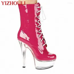 Dance Shoes Model Stage Performance 6 Inch Ankle Boots 15 Cm Thin Heel Thick Soles Club Pole Dancing