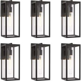 Set of 4 Black Outdoor Wall Lanterns - 1-Light Exterior Sconce Fixtures with Clear Glass, Wall Mounted Single Light for Patio or Porch