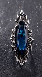 Big Peacock Blue Sapphire Rings for Women Men Vintage Real Silver 925 Jewelry Ring Anniversary Party Gifts4181895