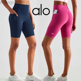 Desginer Yoga Shorts Woman Pant Top Women No Awkwardness Thread Capris High Waist Peach Hip Pocket Pants Sports Fitness Running Shorts for Women