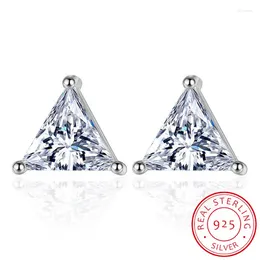 Stud Earrings 925 Silver Needle Fine Jewellery Zirconia Geometry Triangle For Women Brincos De Prata S-E210