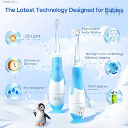 Toothbrush Seago s Electric Toothbrush Baby Brush Sonic Toothbrush 4 Replacement Brush Heads Observing Light Suction Base 4 Color Child Y240419
