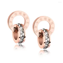 Stud Earrings FATE LOVE Brand Unique Women Statement Earing Girl Lady CZ Stone Rose Gold Colour Fashion Jewellery 2024 Arrival