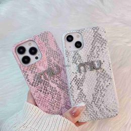 Cell Phone Cases Sparkling pink snake skin pattern suitable for iPhone 14 Pro phone case 13 promax leather 11 new 12 x H240419