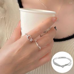 Cluster Rings 925 Sterling Silver Wave Open Ring For Women Girl Simple Geometric Frosted Design Jewellery Birthday Gift Drop