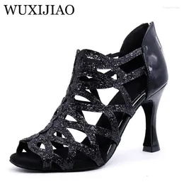 Dance Shoes WUXIJIAO Latin Women Waltz Salsa Ballroom Zapatos De Baile Latino Mujer Black Red For