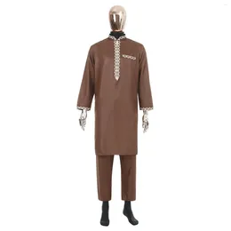 Ethnic Clothing Men's Summer Muslim Robes Fashion Retro Style Suit Dress Robe Sets Elegant Slim Islamic Arab Dubai Abaya