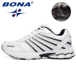 Boots Bona Brand 2020 New Outdoor Sport Mens Shoes Fashion Running Shoes Warm Lace Up Fleece Athletic Shoes Walking Jogging Sneakers