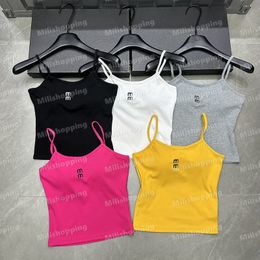 Women Yoga Vest with Padded Letter Embroidery Camis Sport Tank Tops Sleeveless Crop Tops Designer Beach Sexy Vests