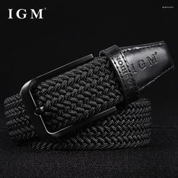 Belts Men Black Metal Pin Buckle Belt Fashion Casual Business Simple Wild Elastic Woven Stretch