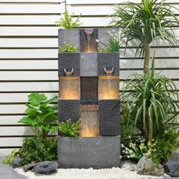 Garden Decorations 45.3 Inch Fountain Outdoor Terrace 3 Floor Modern Cascade Waterfall With Lights