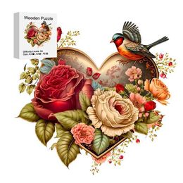 3D Puzzles Bird Flower Theme Wooden Puzzle Uniquely Irregular Animal Shaped Wooden Toys Creative Handmade Decorations Holiday Gifts 240419