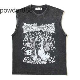 2024 High Street Gothic Character Printed Tank Top for Men and Women Oversize Loose Sleeveless T-shirt