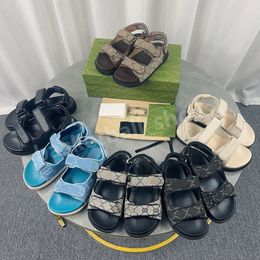 Designer Leopard Print Women Sandals Jelly Rubber Sandal Mini Slippers Platform Slides Buckle Canvas Light Blue Cowboy Slipper Summer Sandal NO4646