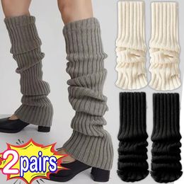 Women Socks 2pairs Lolita Long Wool Knitted Foot Cover Arm Warmer Y2K Winter Crochet Heap Boot Cuffs Stockings