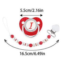 Pacifiers# Red Pacifier Newborn Dummy Luxury Pearls Clip Chain Set 26 Letters Infant Soother Baby Shower Gift Silicone Toddler TeetherL2403