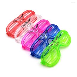 Party Decoration 12pcs Kids Men Women Plastic Shutter Shades Glasses Led Light Up Flashing Glow In The Dark Sunglasses Supplies