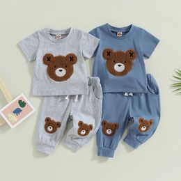 Clothing Sets 0-3Y Baby Boys Summer Clothes Set Kids Cartoon Bear Short Sleeve T-shirt Tops Drawstring Pants Toddler Casual Outfits