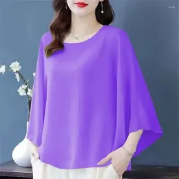 Women's Blouses 5XL Bat Shirt Summer Loose T-shirt Small 2024 Spring/Summer Large Wrinkle Resistant And Elegant Chiffon Top Green