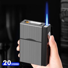 Multifunctional Men's Three-in-one Cigarette Case Without Gas Electric Cigarette Case Tungsten Windproof Cigarette Lighter