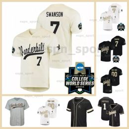 Özel 2023 NCAA Vanderbilt College Beyzbol Formaları Commodores Jack Leiter JJ Bleday Cooper Davis Austin Martin Dansby Swanson Tim Corbin Jersey Dikişli