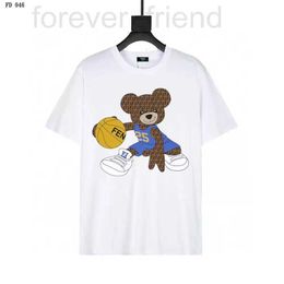 Men's T-Shirts designer 24 Spring/Summer New Hundred Men and Women's Couple Top Fashion T-shirt Little Bear Letter Print Short Sleeve Casual Versatile IWG4