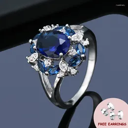 Cluster Rings Trendy 925 Silver Jewelry Ring With Zircon Gemstone Accessories For Girl Wedding Party Engagement Gift Finger Wholesale