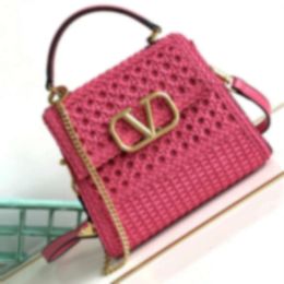 Bags Spring/summer Woven Gold Lock Buckle Single Diagonal Straddle Decorated Leather Handbag End