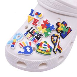 Wholesale Autism Awareness Charms Clog Shoes and Wristband Bracelet Decoration Party Gifts