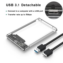 Enclosure TypeC USB 3.1 to SATA Computer External Hard Drive Disc HDD Enclosure for 2.5 Inch 9.5mm Hard Disc SSD Box,Max 5TB Supportive