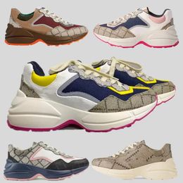 Designer shoes Casual Shoes Rhyton Sneakers Multicolor Beige Men Trainers Vintage Chaussures Ladies casual leather size 35-45 quality women's men luxury black white