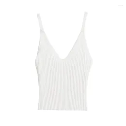 Women's Tanks YENKYE Women Ribbed Knit Camis Sexy Backless Sleeveless V Neck Female Crop Top Summer White Tank Tops