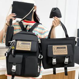 Bags 5 Piece Set School Bags For Teenagers Fashion Women Men Backpack Student Waterproof Canvas School Backpack Mochilas Rucksacks
