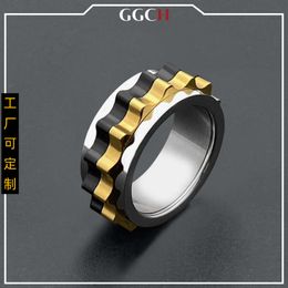 Ggch Titanium Steel Rotatable Ring Mechanical Gear Mens New Simple Personalised Fashion Trend