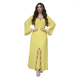 Casual Dresses Summer Chiffon Woman Robes Beading Arab Women's Clothing Spring Long Sleeve Maxi Dress For