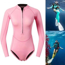 Women's Swimwear Woman Diver Diving Suit 2mm Neoprene Equipment Pink Long Sleeve Bikini Swimsuit Women Korean
