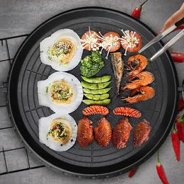 Korean Grill Pan Nonstick Bakeware Smokeless Barbecue Tray Stovetop Plate for Indoor Outdoor Beach Party Camping BBQ Grilling 240415