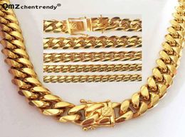 HIP HOP 8mm10mm12mm14mm Stainless Steel Curb Cuban Chain Necklace Boys Mens Fashion Chain Dragon Clasp Link hiphop jewelry4121414