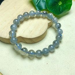 Link Bracelets Natural Blue Hair Quartz Bracelet Handmade Crystal Jewellery Stretch Bangle Children Birthday Gift 9/10/12/14MM