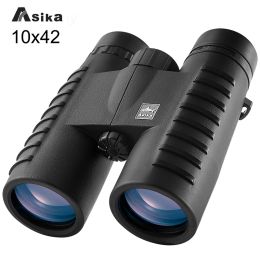 Telescopes Asika 10x42 Hd Binoculars Wide Angle Professional Binocular High Power Telescope Bak4 Prism Optics for Outdoor Camping Hunting