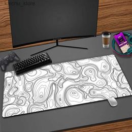 Mouse Pads Wrist Rests Black And White Mouse Pad Gamer Desk Mat Gaming Laptop Mousepad Kawaii Desk Accessories Office Mause Carpet XXL 100x50 Mousepad Y240419