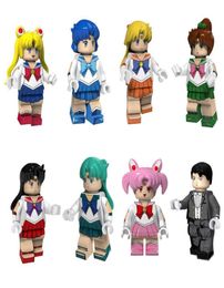 Janpan Anime Sailor Moon Mars Jupiter Venus Mercury Chibi Chibi Neptune Chiba Mamoru Tuxedo Mask Mini Toy Figure Building Block To6246501