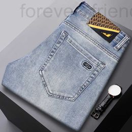 Men's Jeans designer Little Monster Spring New Sky Blue Casual Slim Fit Small Straight Tube Simple Elastic Thin Pants YK39