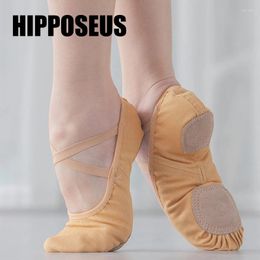 Dance Shoes HIPPOSEUS Ballet Non-Slip Girls Soft Canvas Children Gym Exercise Dancing Yoga Belly Slippers Black