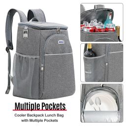 Bags 18L Large Capacity Picnic Cooler Backpack Lunch Beer Thermal Insulated Box Double Zipper Outdoor Food Beverage Storage Bags