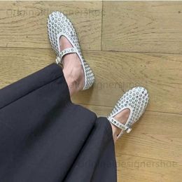 Casual Shoes Early spring crystal embellished womens ballet flats luxury designer al casual shoes womens high heels T240419