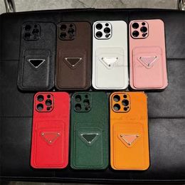 Fashion Designer P Markenkartenschlitzbeutelhalter Telefon Hülle für iPhone 15 14plus 13pro 12 11 Pro Max Mini XS XR 7 8 plus dreieckige Typenschild TPU Wallet Weichschockdockelabdeckung