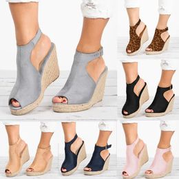 Plus Size 35-43 Platform Sandals Wedges Shoes for Women Heels Sandalias Mujer Summer Clog Womens Zapatos De Hombre E12 240418