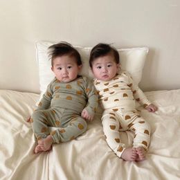 Clothing Sets Born Baby Boys Long Sleeve Bodysuit Spring Autumn Cartoon Bear Print Clothes Toddler Casual Set 2pc Outfits