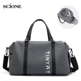Briefcases Portable Gym Bags Men Fitness Training Travelling Handbag PU Leather Luggage Waterproof Shoes Compartment Bags sac de sport XA863